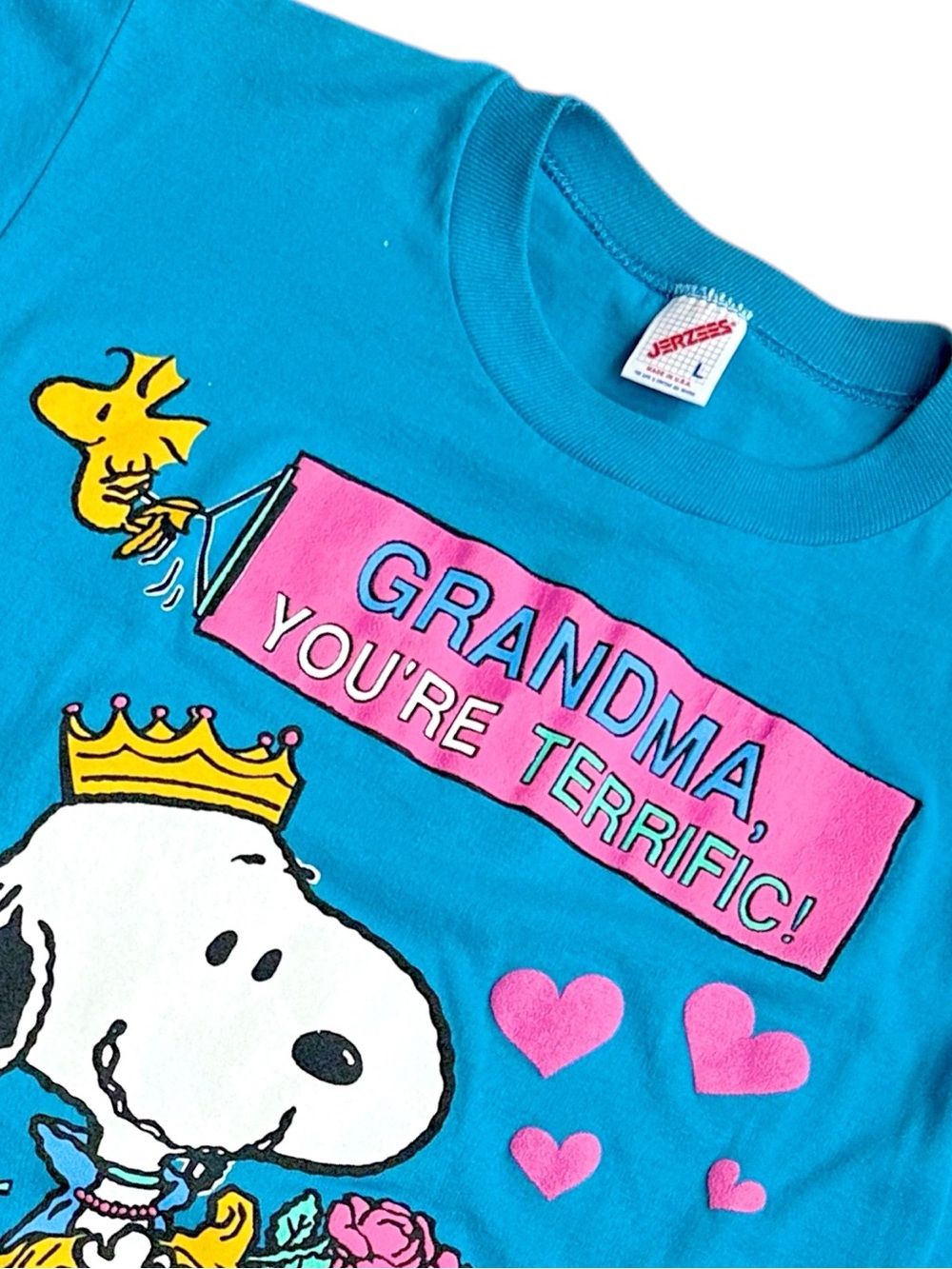 VTG Single Stitch Snoopy Grandma Youre Terrific Tee Womens L USA Peanuts Jerzees